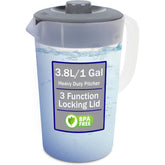 JOEY'Z 1-gallon pitcher with lid keeps drinks cold.