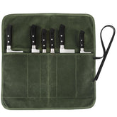 JOINDO knife roll bag green with 6 slots for organized knives on the go.