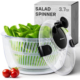 Joined salad spinner base provides stable, mess-free drying.