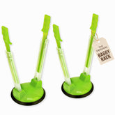 Jokari adjustable baggy rack stand in use for mess-free bag filling