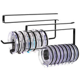 Jolensoy tumbler lid organizer with round and flat lids neatly stored under cabinet