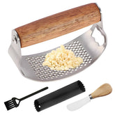 JOMIHONEY garlic press rocker in stainless steel for fast, mess-free mincing.