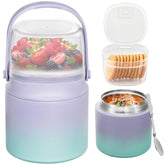 JOOPETALK 2-in-1 Soup Thermo 14oz shows a warm meal on the go in a sleek stainless steel jar.