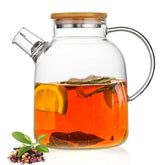 JOUALY 60-8oz glass teapot with wooden lid for aromatic brewing