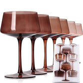 JOVGANK amber coupe glasses set with six colors for lively entertaining.