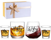 JOVGANK Hubby & Wifey stemless wine glass for elegant toasts.