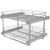 JOWBOOW two-tier pull-out shelf glides out for cookware access