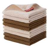 Joybest cotton dish cloths in beige and brown 8-pack with waffle weave for everyday chores.