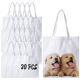 Joyclub 20-pack canvas tote front view shows durable sublimation-ready surface.