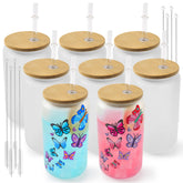 Joyclub sublimation glass cups 8-pack with bright prints for custom designs
