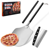 Joyfair aluminum pizza peel with a 12-inch surface for smooth dough transfer.