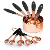 Joyhill copper-plated measuring cups laid out for precise kitchen measurements