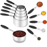 Joyhill stainless steel measuring cups nest for compact storage and quick access.