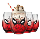 JoyJolt Spidey-Sense stemless glass with tingling expression for energizing morning sips