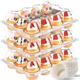 JPPSUJJ plastic cupcake containers with 12-count set offer clear, fresh presentation.