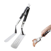 Jrsoul He kitchen tongs in full length for easy flipping of steaks and burgers.