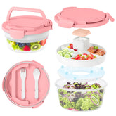 JSLOVE salad container with four compartments and secure lid for organized meals.