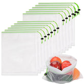 JSVSLTD 12x14 green mesh bag for fresh fruits and vegetables with breathable airflow