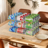 Jsyrjing can organizer on display with a three tier rack for organized pantry storage.