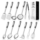 JULIPRO 11-piece stainless steel set displayed on a kitchen counter, ready for everyday cooking