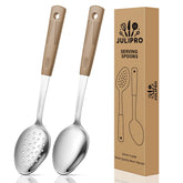 JULIPRO stainless steel serving spoon with brown finish for effortless serving and heat protection.