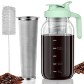 JunVpic 64oz cold brew jar with thick glass and ergonomic handle for easy pouring.