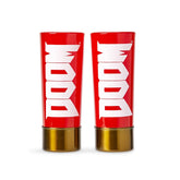 Just Funky DOOM shotgun shell shot glasses in red, two-ounce capacity, perfect for party toasts.