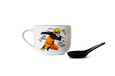 JUST FUNKY Naruto ceramic soup mug with spoon for breakfast soups and cereals