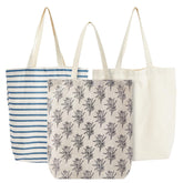 Juvale canvas tote set with pattern designs for stylish, eco-friendly shopping.