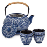 Juvale Japanese Cast Iron Teapot blue front view ideal for home tea rituals