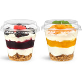 Jycnolm 50-pack 9oz cups with lids for organized, spill-free serving.