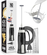 K-Brands corded electric milk frother in action creating rich cafe-style froth