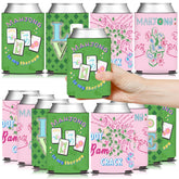 KARAQY Mahjong can coolers in pink and green designs keep drinks cold during game night.