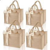 Karinoos burlap tote set ribbon detail for stylish, reusable shopping and gifting.