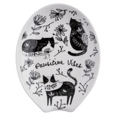 Karma Boho spoon rest black and white ceramic on countertop keeps surfaces clean