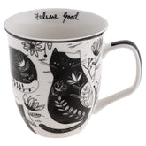 Karma Gifts Boho Cat Mug front view with bold artwork for daily coffee.