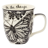 Karma mug with butterfly boho black and white 16oz for daily coffee