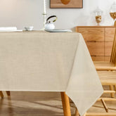 Karseteli natural linen tablecloth 60x84 khaki, durable for daily dining.