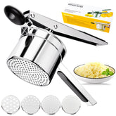KAYCROWN potato ricer with four discs for fluffy, even mashed potatoes.