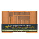 Keechee carbonized bamboo drawer organizer extended width keeping drawers tidy.