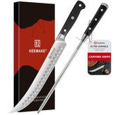 KEEMAKE BBQ Carving Knife 10-inch blade ideal for precise meat slicing.