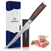 KEEMAKE Boning Knife 6 Inch blade close-up for precise deboning and clean fillets.