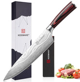 KEEMAKE 8 Inch Chef Knife blade close-up showing sharp edge for precise slicing.