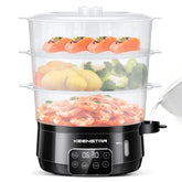 KEENSTAR 13.7QT electric steamer front view highlighting large capacity for family meals