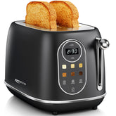 Keenstone Smart Touch Toaster 2-Slice front view in black stainless steel