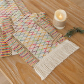 Keketoarrange boho spring table runner with colorful burlap for Easter tables