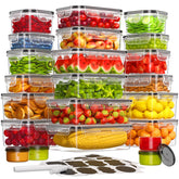 KEMETHY 44-piece airtight set neatly organized for pantry storage and easy access