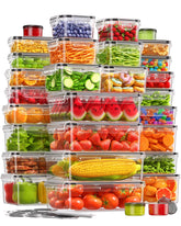 KEMETHY 60pcs containers stacked neatly for organized fridge storage