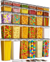 KEMETHY airtight containers stacked neatly for efficient pantry storage.