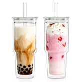 KEMORELA 28 oz double-wall glass tumbler set for iced beverages.